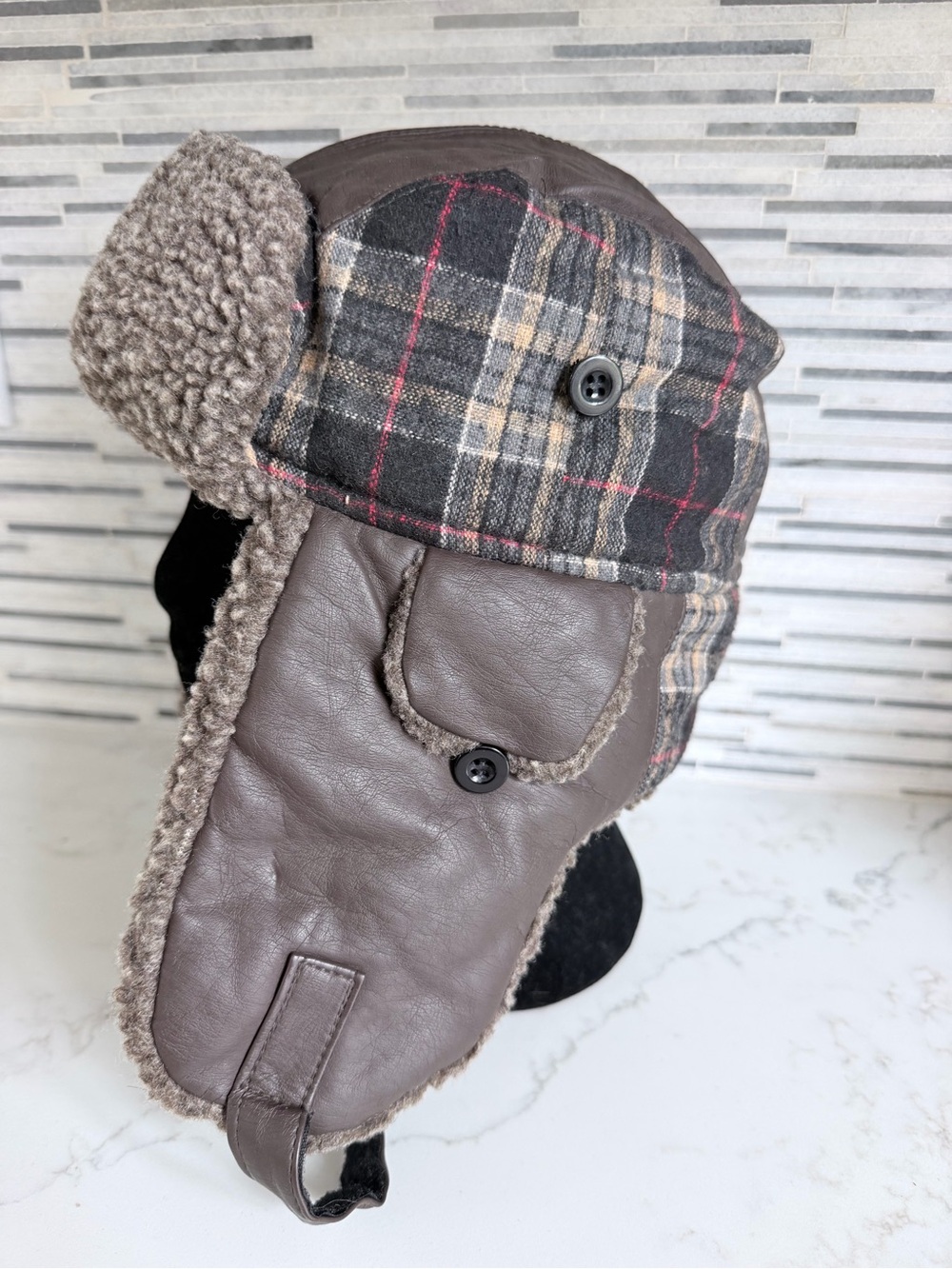 Vintage Y2K Stetson premium Brown Plaid Trapper Hat